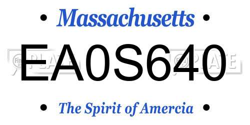 EA0S640 Massachusetts License Plate