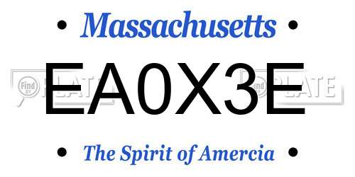 EA0X3E Massachusetts License Plate