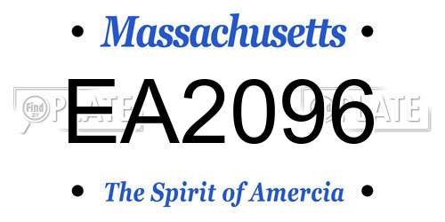 EA2096 Massachusetts License Plate