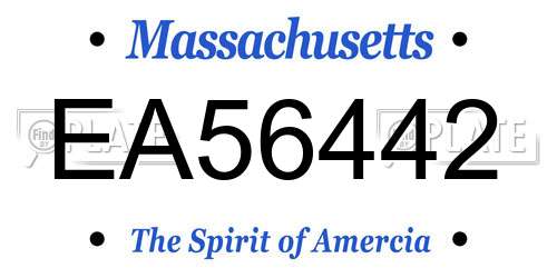 EA56442 Massachusetts License Plate