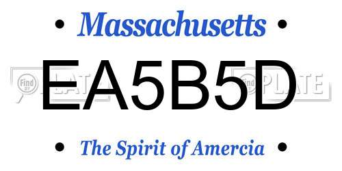 EA5B5D Massachusetts License Plate