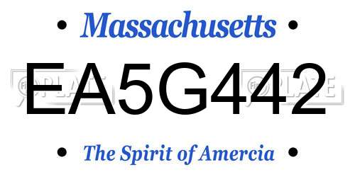 EA5G442 Massachusetts License Plate