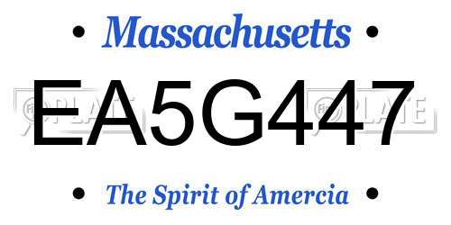 EA5G447 Massachusetts License Plate