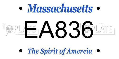 EA836 Massachusetts License Plate
