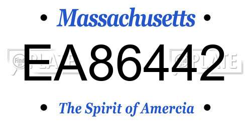 EA86442 Massachusetts License Plate