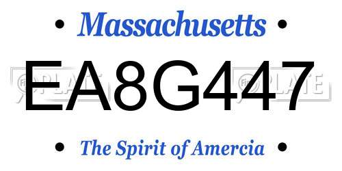 EA8G447 Massachusetts License Plate