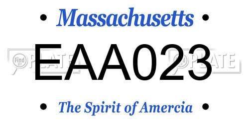 EAA023 Massachusetts License Plate