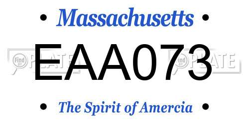 EAA073 Massachusetts License Plate
