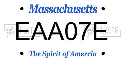 EAA07E Massachusetts License Plate
