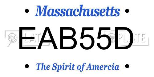 EAB55D Massachusetts License Plate