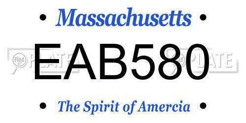 EAB580 Massachusetts License Plate