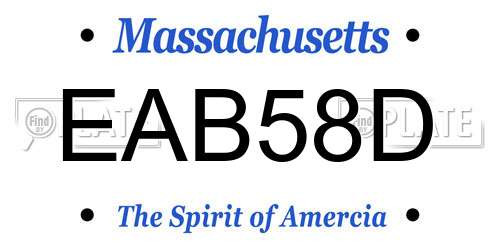 EAB58D Massachusetts License Plate