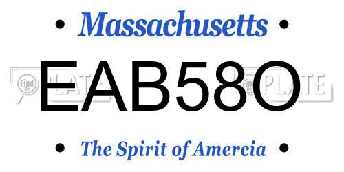 EAB58O Massachusetts License Plate
