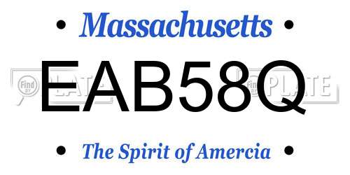 EAB58Q Massachusetts License Plate