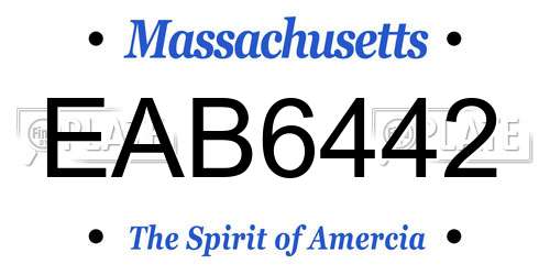 EAB6442 Massachusetts License Plate