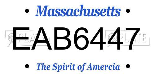 EAB6447 Massachusetts License Plate