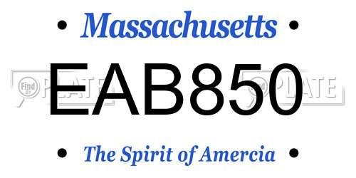 EAB850 Massachusetts License Plate