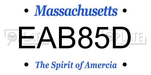 EAB85D Massachusetts License Plate