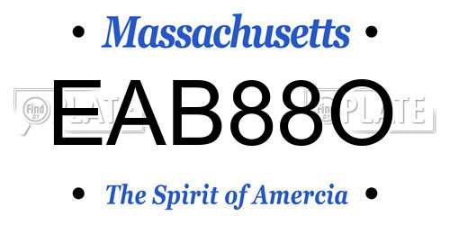 EAB88O Massachusetts License Plate