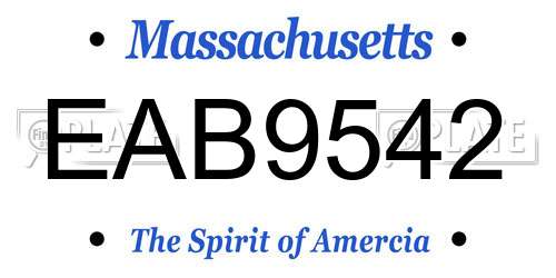 EAB9542 Massachusetts License Plate