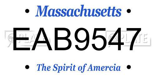 EAB9547 Massachusetts License Plate