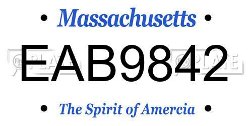 EAB9842 Massachusetts License Plate