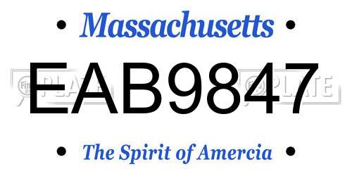 EAB9847 Massachusetts License Plate