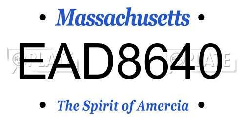 EAD8640 Massachusetts License Plate
