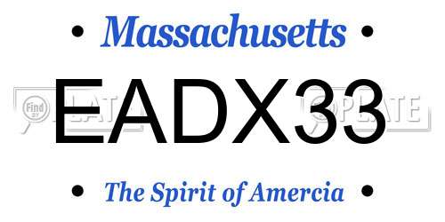 EADX33 Massachusetts License Plate