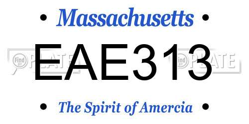 EAE313 Massachusetts License Plate