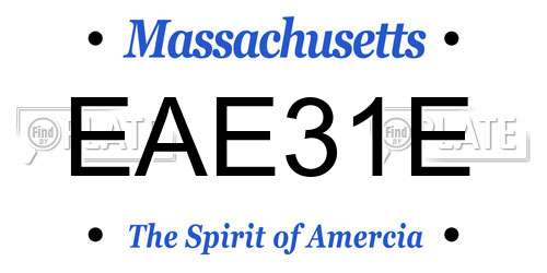 EAE31E Massachusetts License Plate