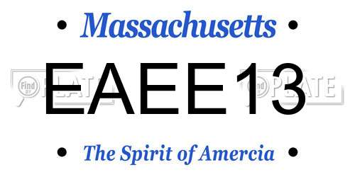 EAEE13 Massachusetts License Plate