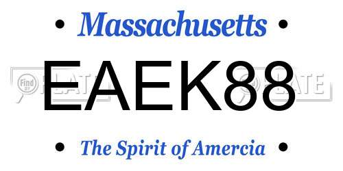 EAEK88 Massachusetts License Plate