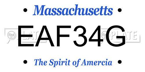 EAF34G Massachusetts License Plate