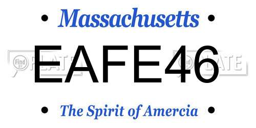 EAFE46 Massachusetts License Plate