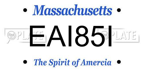 EAI85I Massachusetts License Plate