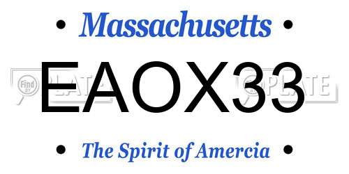 EAOX33 Massachusetts License Plate