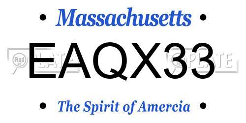 EAQX33 Massachusetts License Plate