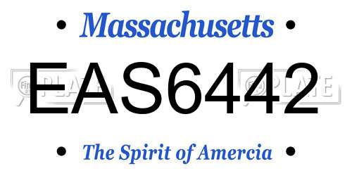EAS6442 Massachusetts License Plate