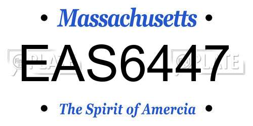 EAS6447 Massachusetts License Plate
