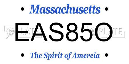 EAS85O Massachusetts License Plate