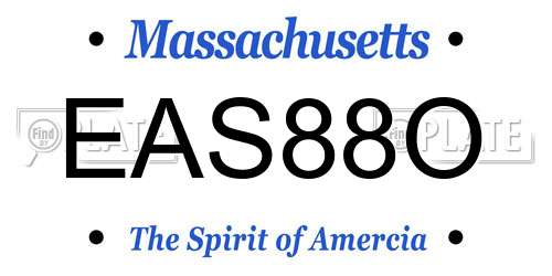 EAS88O Massachusetts License Plate