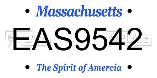 EAS9542 Massachusetts License Plate