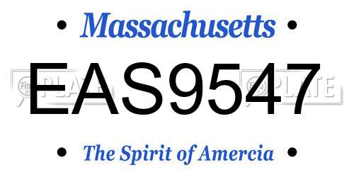 EAS9547 Massachusetts License Plate