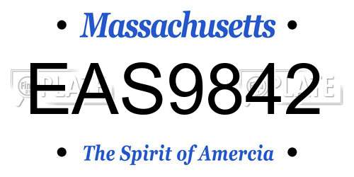 EAS9842 Massachusetts License Plate