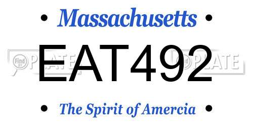 EAT492 Massachusetts License Plate