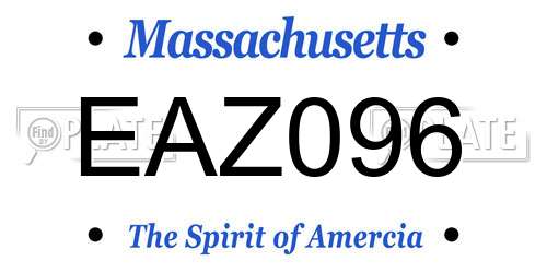 EAZ096 Massachusetts License Plate