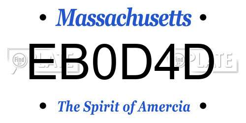 EB0D4D Massachusetts License Plate
