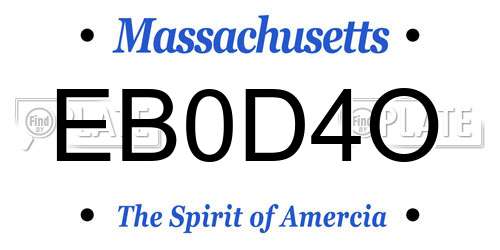 EB0D4O Massachusetts License Plate