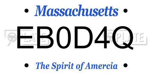 EB0D4Q Massachusetts License Plate